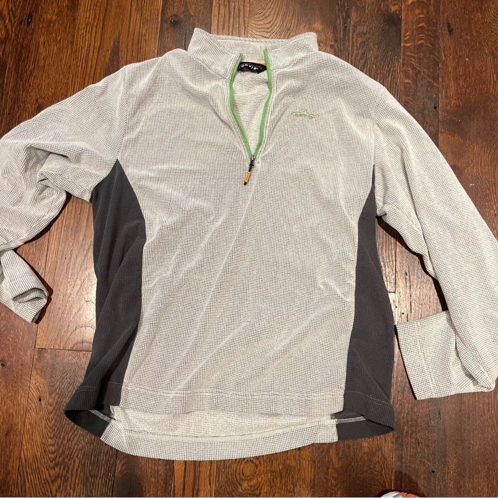 Orvis Gray Quarter-Zip light weight fleece. Large EUC